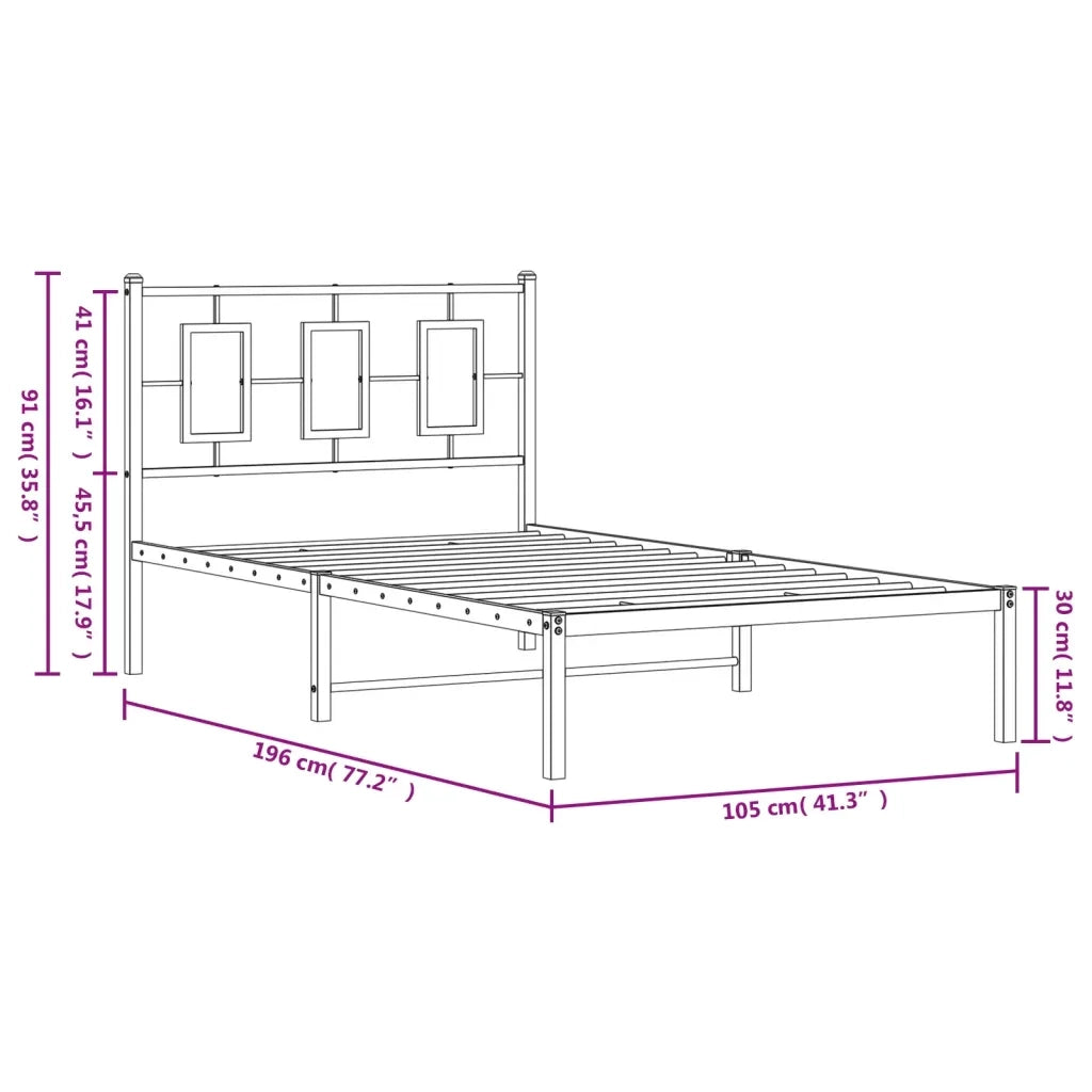 Giroletto con Testiera in Metallo Nero 100x190 cm 374235