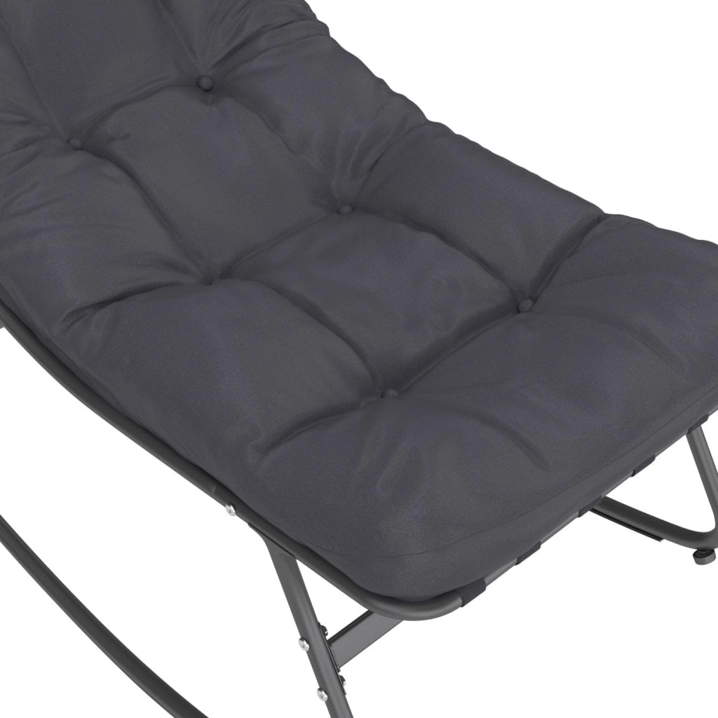 Set di 2 sedie a Dondolo da Giardino Arona in Grigio Antracite con Cuscini Grigi