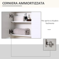 Pensile da Bagno con Specchiera 54x15x55 cm Ripiani Regolabili Bianco