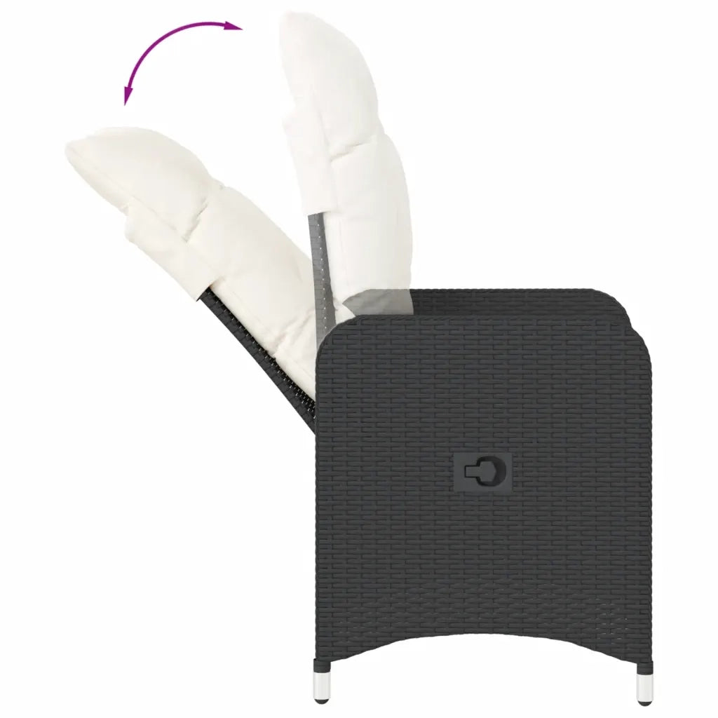 Sedie Reclinabili da Giardino 2 pz | Sedie da Esterno con Cuscini Nero Polyrattan