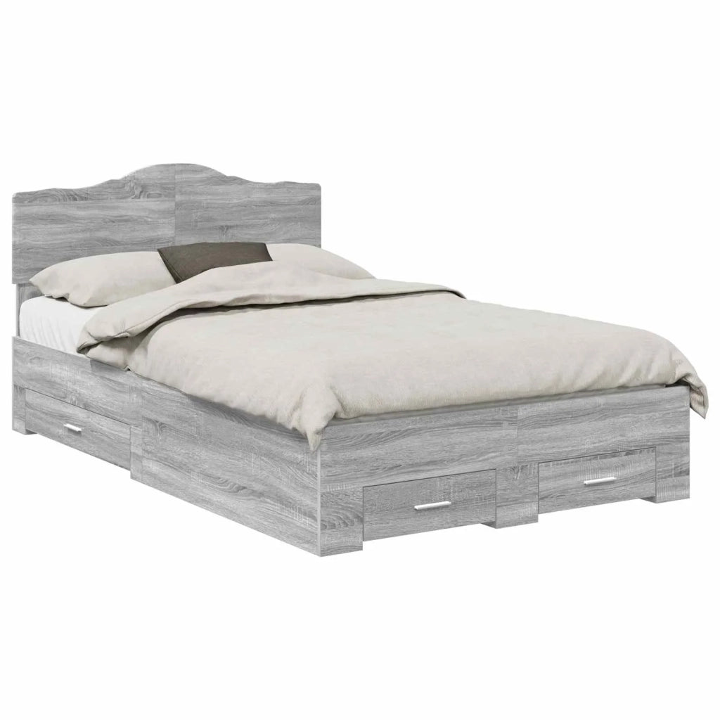 Struttura del letto con testiera Grigio Sonoma 135 x 190 cm