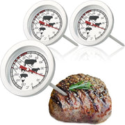 Termometro per carne 3 in 1 in acciaio inossidabile - termometro per carne analogico fino a 120 ° C - termometro per griglia - termometro per carne a ago - 10 cm - 003 pezzi