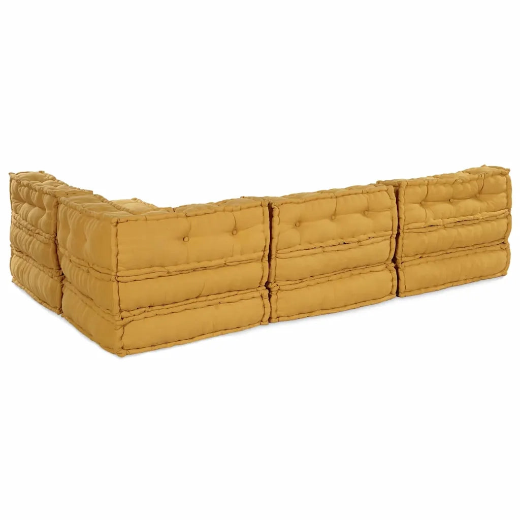 Unità di Divano Modulare 4 pcs Giallo Tessuto