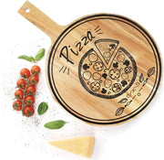 Piatto per pizza con manico e stampo di legno di mango, 42 x 30 cm, piatto di legno, piatto Vesper, piatto di formaggio, piatto di salsiccia, tavola per pizza