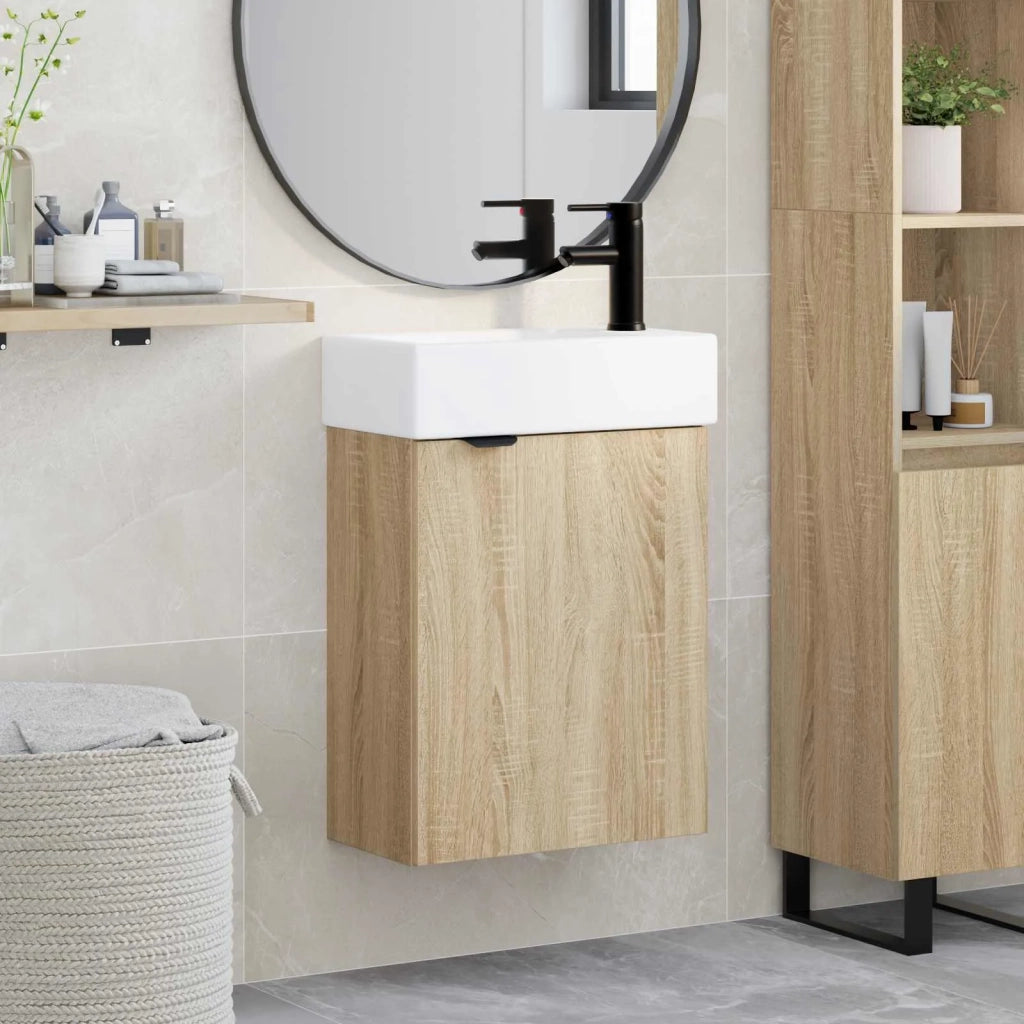 Mobile bagno con rubinetto Rovere Sonoma 45,5 x 22,5 x 84 cm