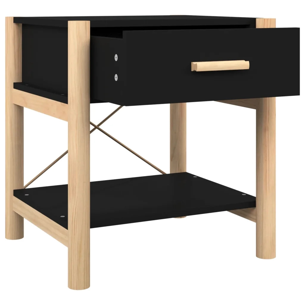 Tavolini da Letto 2pz Nero 42x38x45 cm in Legno Multistrato 345657