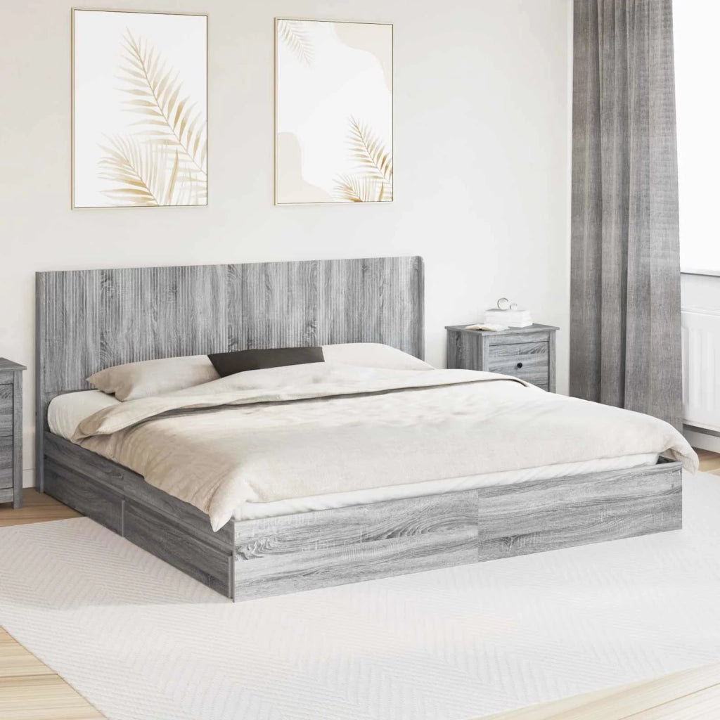 Struttura del letto con stoccaggio e testata Grigio Sonoma