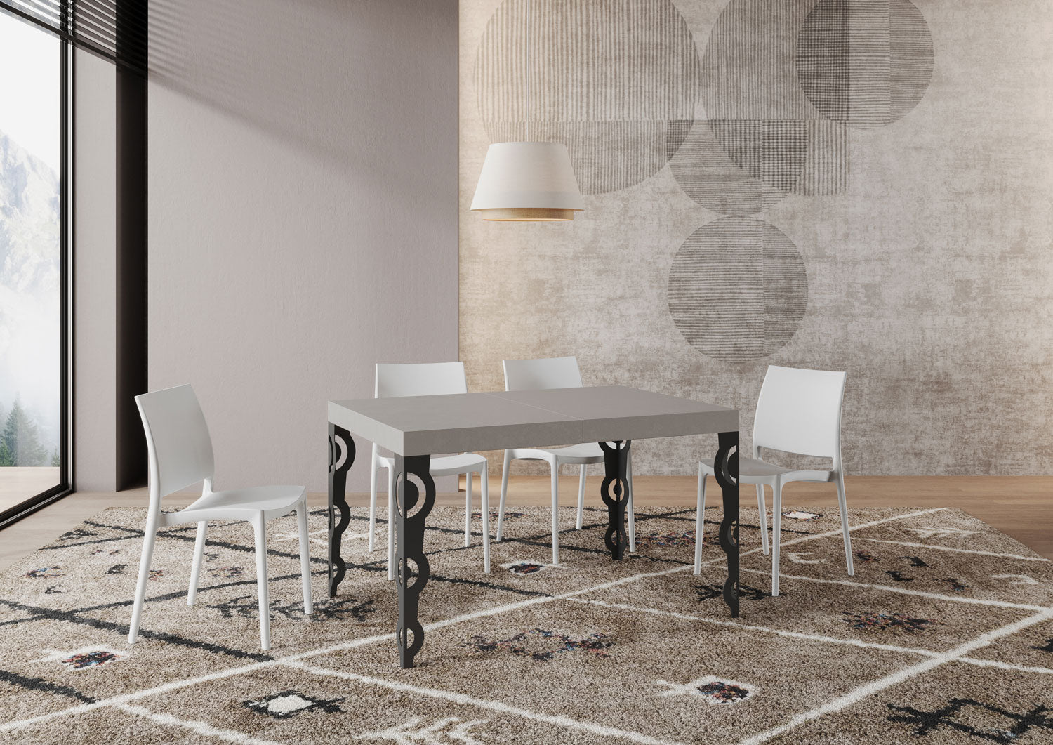 Tavolo Allungabile 120/380x90 cm Karamay Cashmere Gambe Antracite