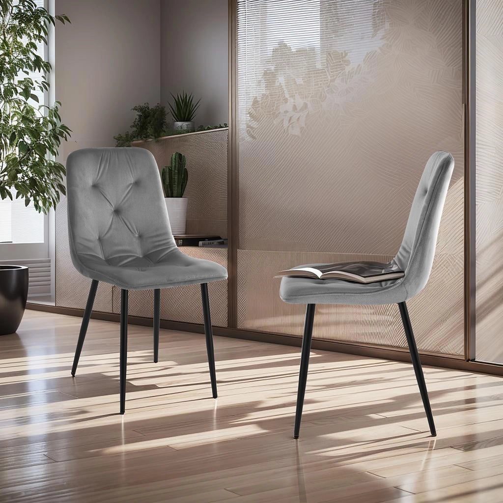 Sedia BRITT GREY in tessuto grigio con struttura in metallo nero