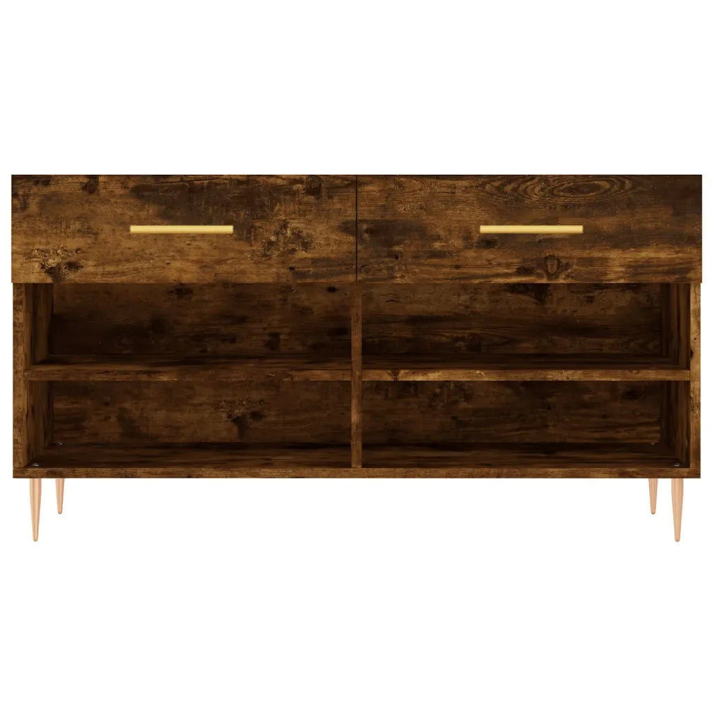Panca Porta Scarpe | Scarpiera | Mobile per scarpe Rovere Fumo 102x35x55 cm Legno Multistrato