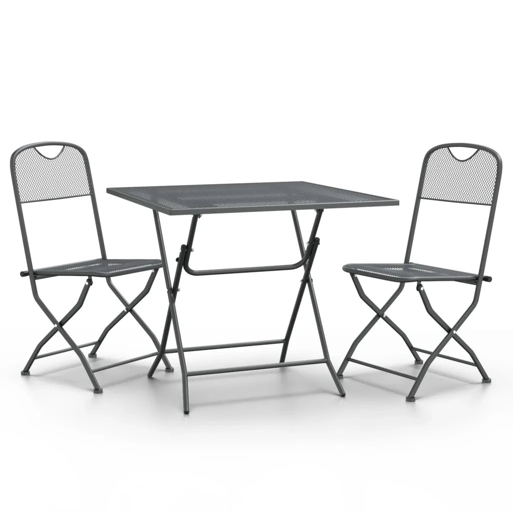 Set da Pranzo per Giardino 3pz Rete Metallica Espansa Antracite 3084719