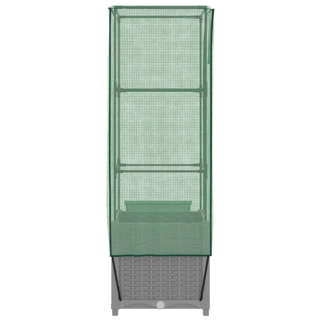 Fioriere | Cassetta per fiori | Letto Rialzato con Copertura Serra Effetto Rattan 40x40x139 cm
