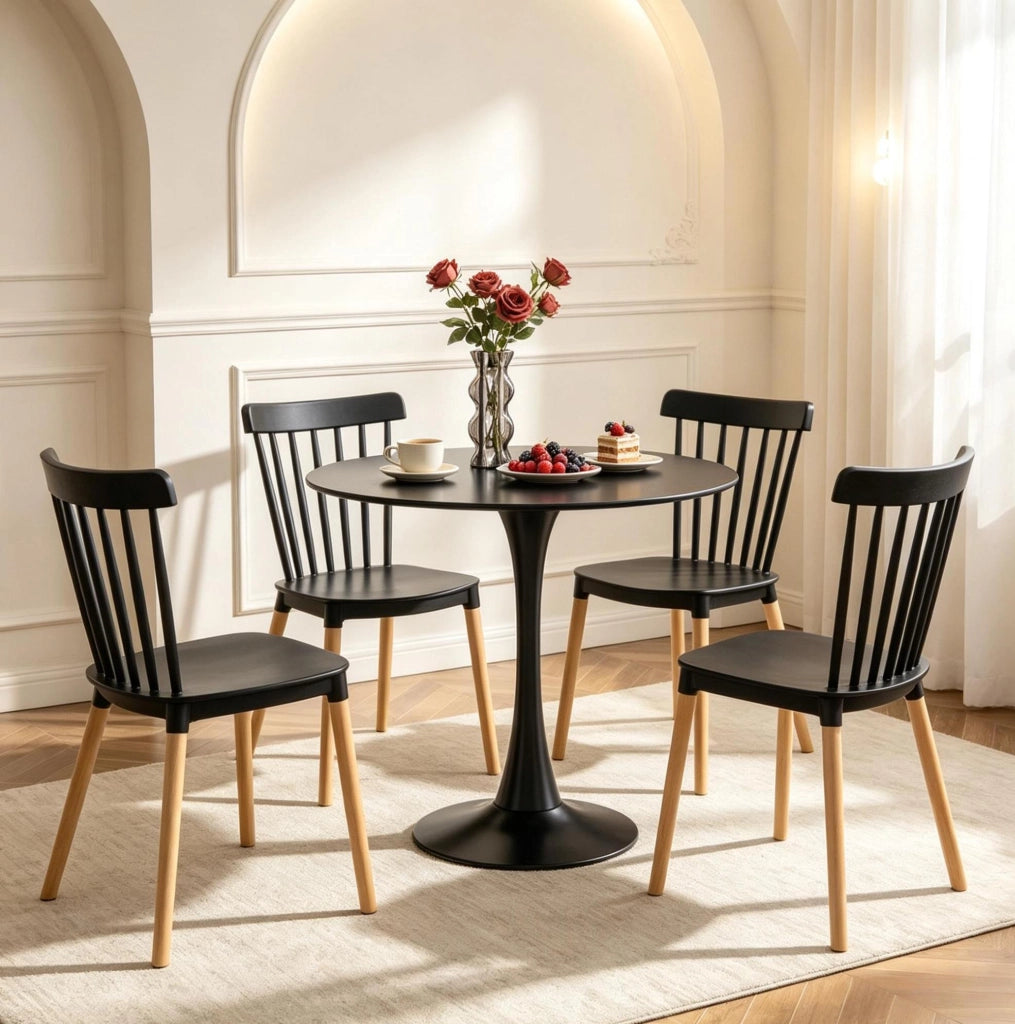 Set di 4 sedie da pranzo scandinave in PP e faggio