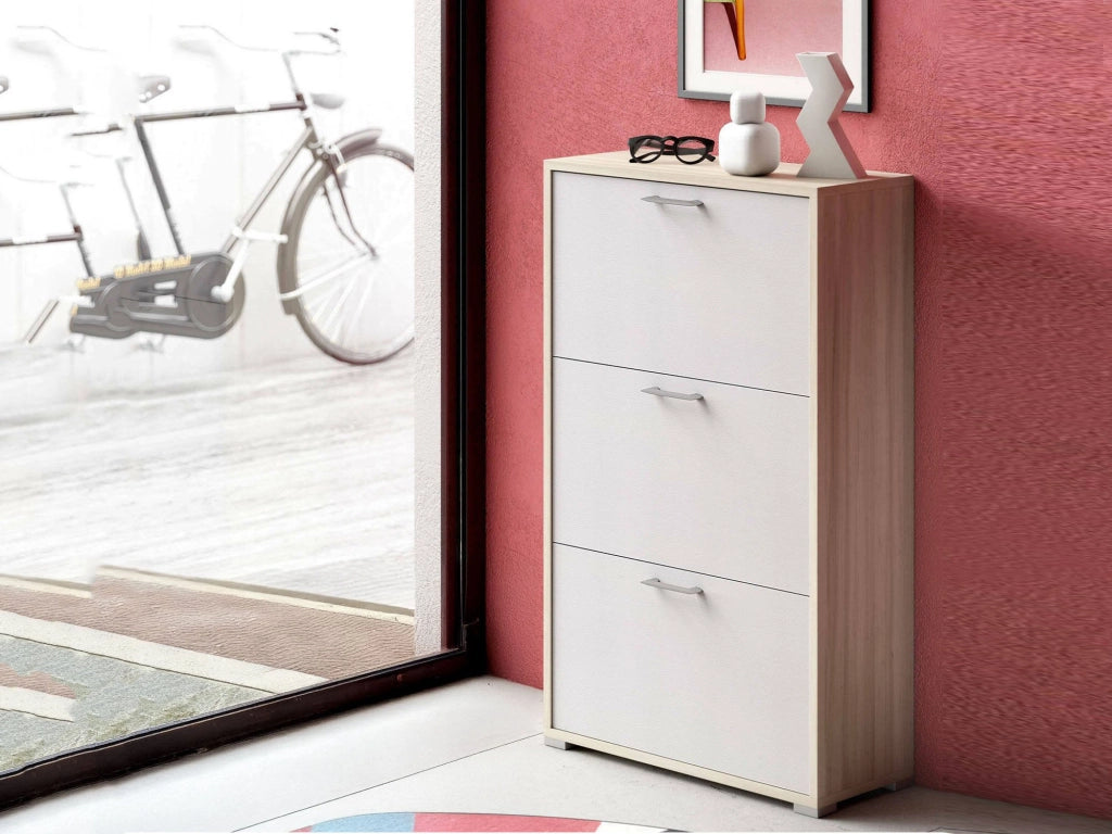 Mobile Portascarpe Axinite, Scarpiera 18 Paia Made in Italy, 67x28x112h cm Bianco