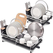 Afdruiprek Expansibile - Regolabile - 304 Acciaio Inossidabile - Ripiegabile - Con Supporto per Utensili Removibile - Scarico Rotativo - Antiruggine - Afdruiprek per Cucina - 1 pezzo