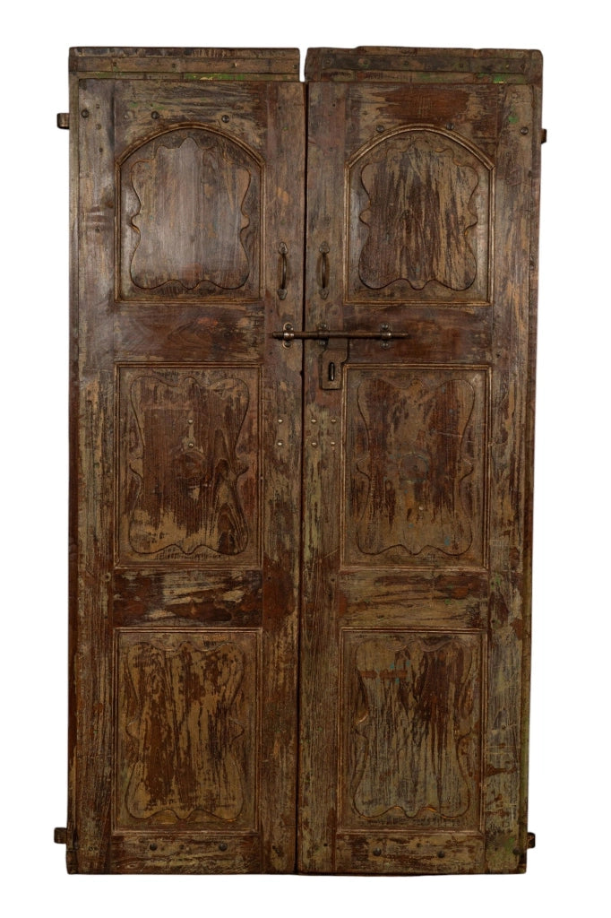 Biscottini Porta portone in legno massello e ferro da interno o da esterno vecchia e antica medievale scorrevole