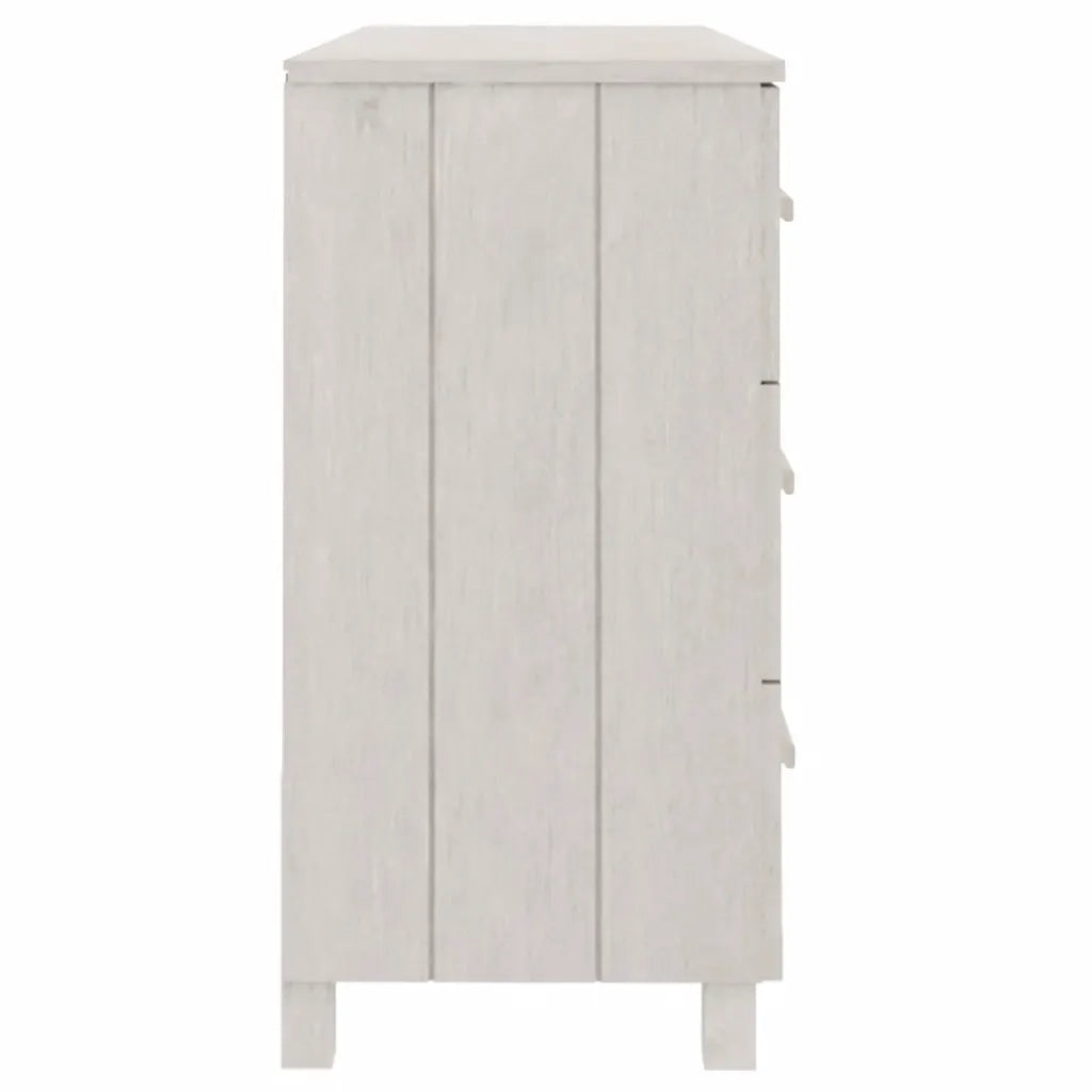 Credenza HAMAR Bianca 113x40x80 cm in Legno Massello di Pino 340449