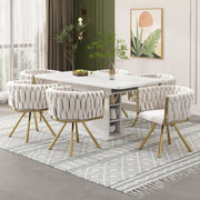 SEDIA Girevole 360° in Velluto Beige e Oro Set da 6 pezzi