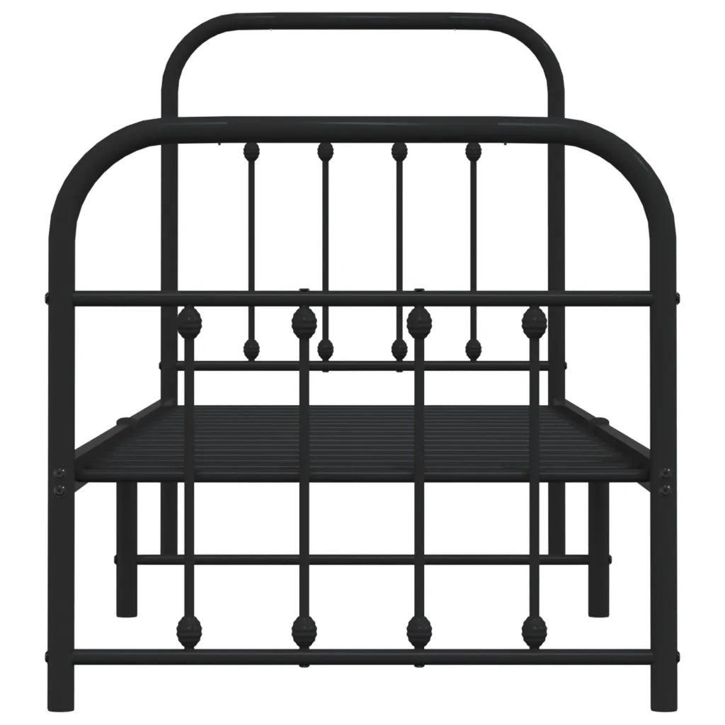 Giroletto con Testiera e Pediera Metallo Nero 75x190 cm 352586