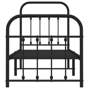 Giroletto con Testiera e Pediera Metallo Nero 75x190 cm 352586