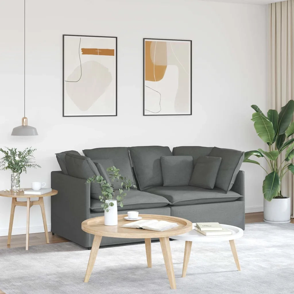 Divano Modulare con Cuscini in Tessuto Grigio Scuro 3321238