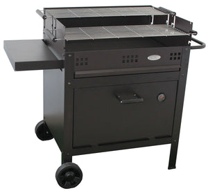 Barbecue a Legna e Carbone 120x60x92 cm con Forno per Pizza in Acciaio Etna Nero