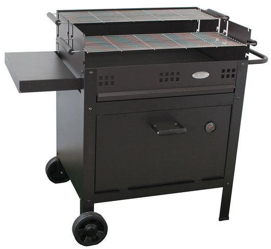 Barbecue a Legna e Carbone 120x60x92 cm con Forno per Pizza in Acciaio Etna Nero
