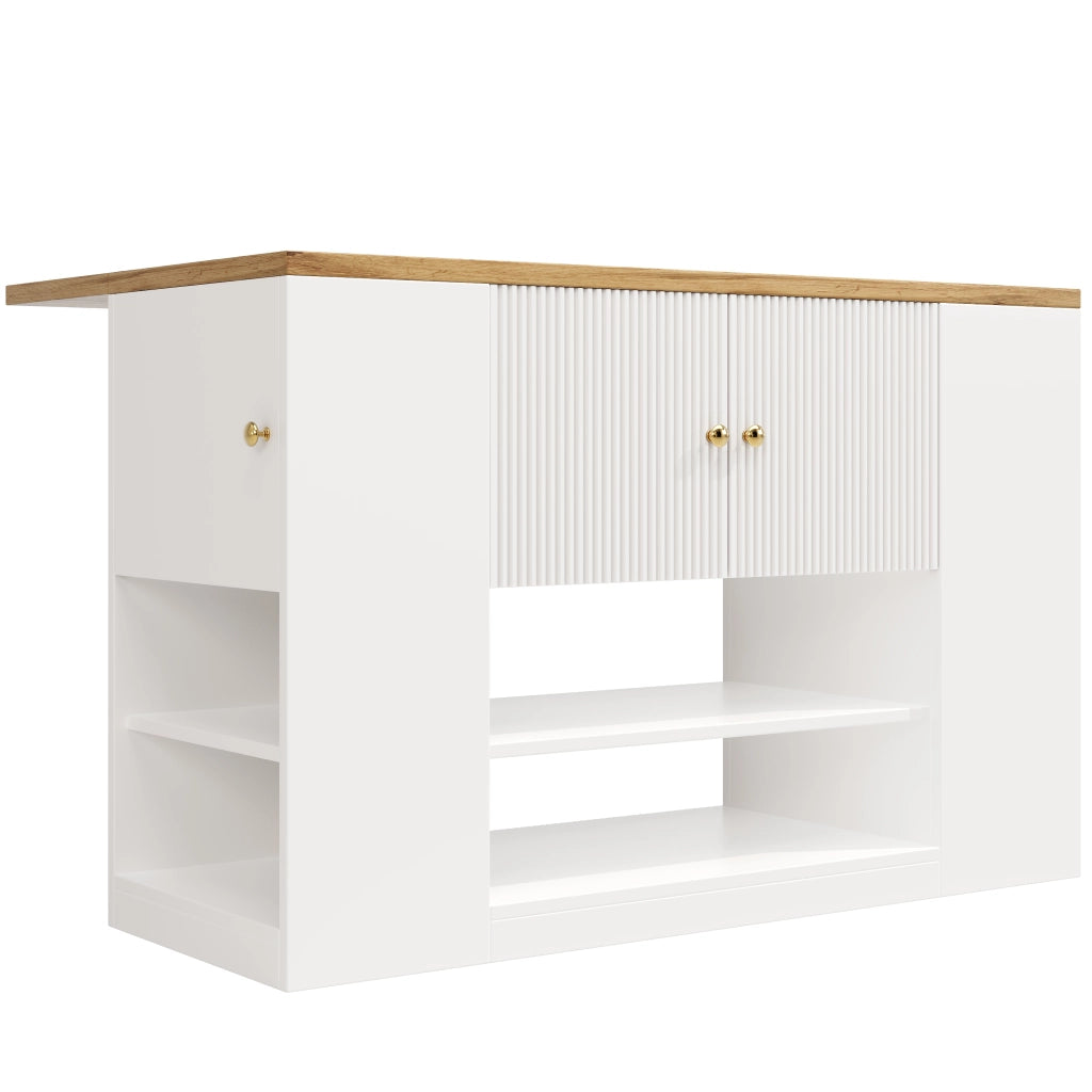 TAVOLO Isola cucina pieghevole 140x70x90 cm MDF bianco