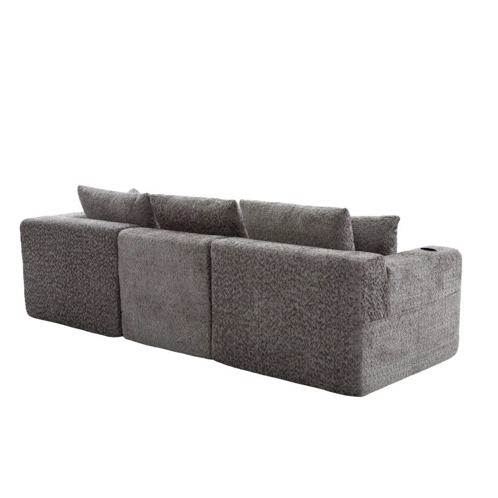 Divano Angolare Modulare ¨C MINIMAL ¨C Grigio, Chaise Longue, L, con Portabicchieri, 261x165x80