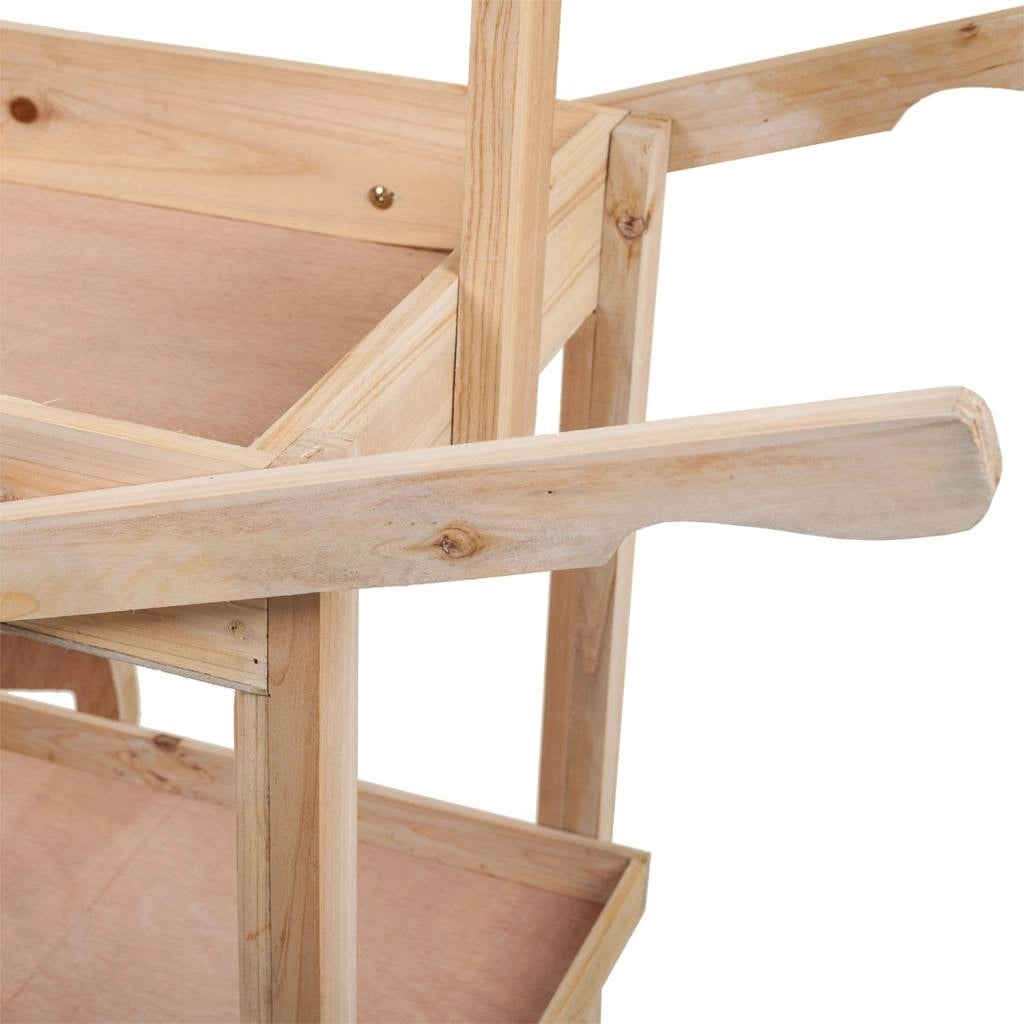 Carrello espositivo in legno marrone con lavagna 95x51x128h