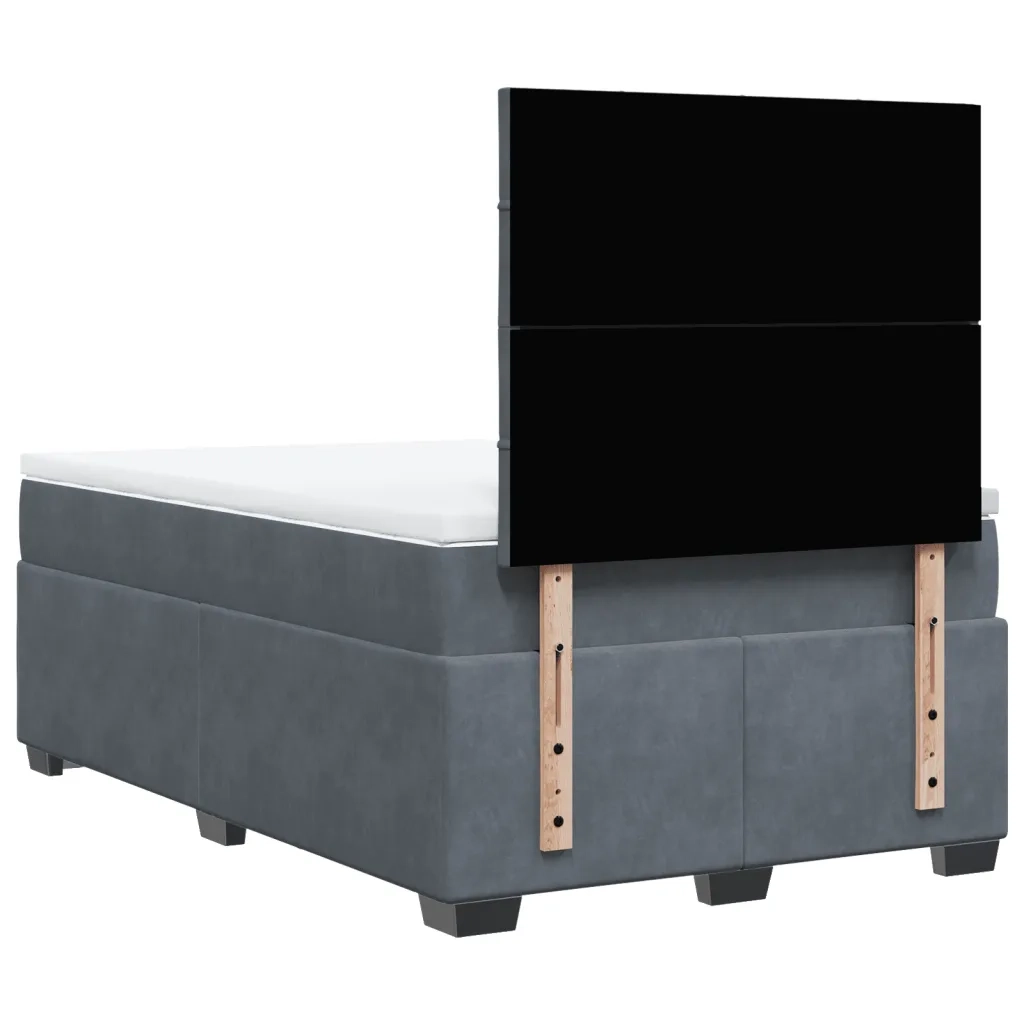 Giroletto a Molle con Materasso Grigio Scuro 120x200 cm Velluto