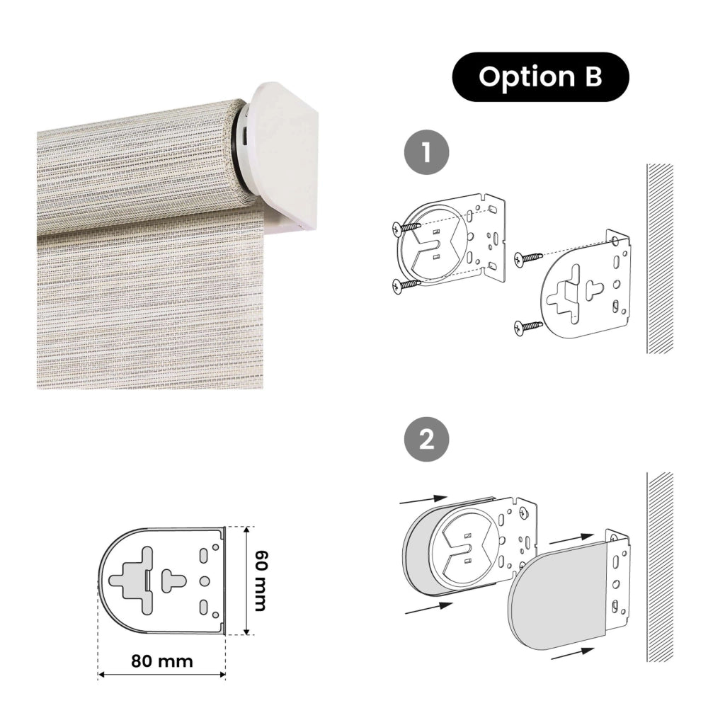 Tende a Rullo Motorizzate Screen Premium con finiture in alluminio Tessuto Tecnico con Motore e Telecomando  Grigio-Beige 100x250 cm