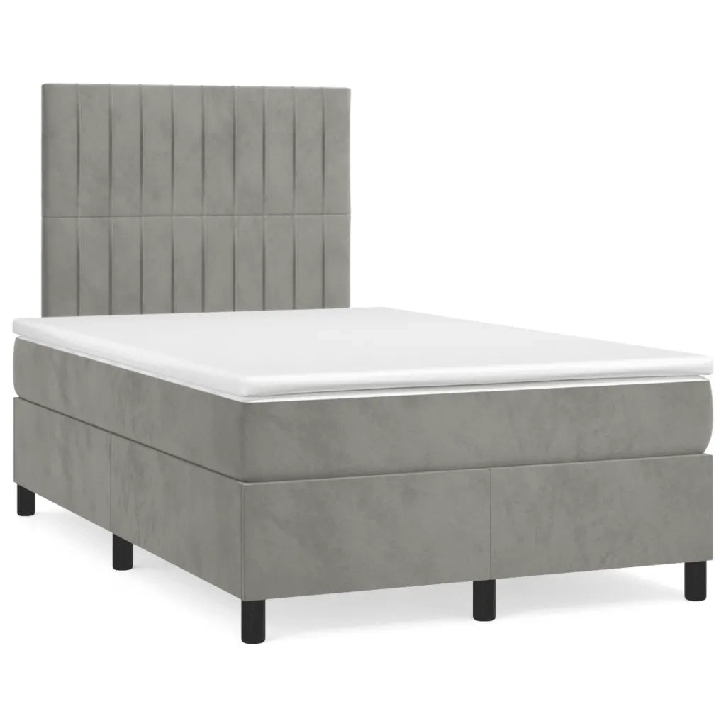 Giroletto a Molle con Materasso Grigio Chiaro 120x200cm Velluto cod mxl 123767