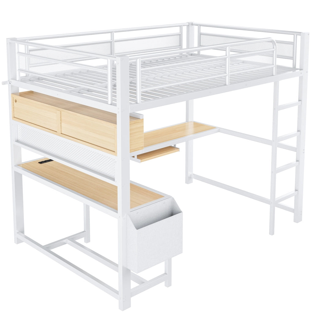 Letto a soppalco gaming 140x200 cm con scrivania e LED