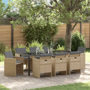 Set da Pranzo per Giardino 9 pcs Beige polyrattan 3380616