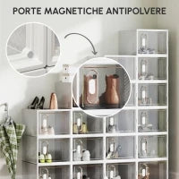 Mobile Scarpiera Modulare Salvaspazio, 18 Cubi 28x36x21 cm in Plastica PP, Bianco