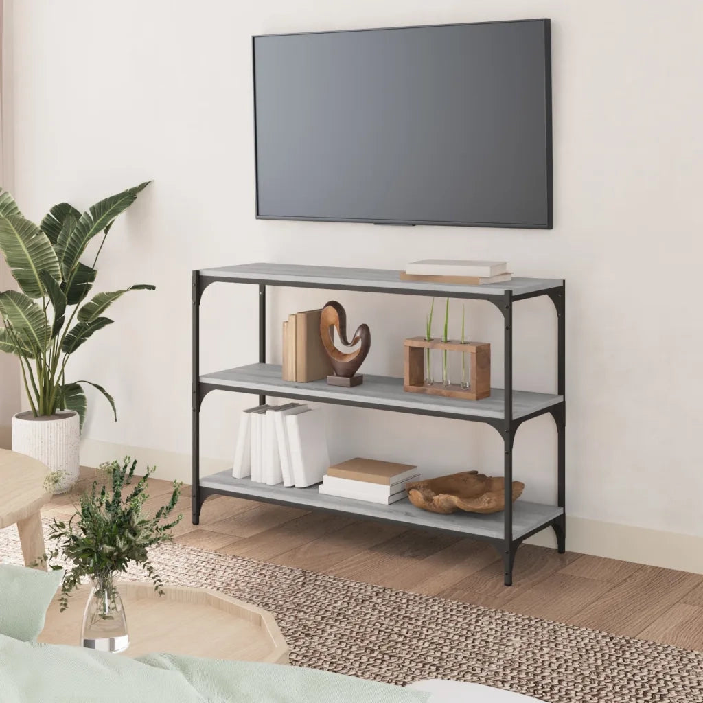 Libreria Grigio Sonoma 100x33x70,5 cm Legno Multistrato Acciaio 819355