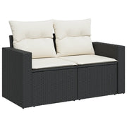 Divano da Giardino con Cuscini a 2 Posti-Sofa da giardino Nero in Polyrattan 575221