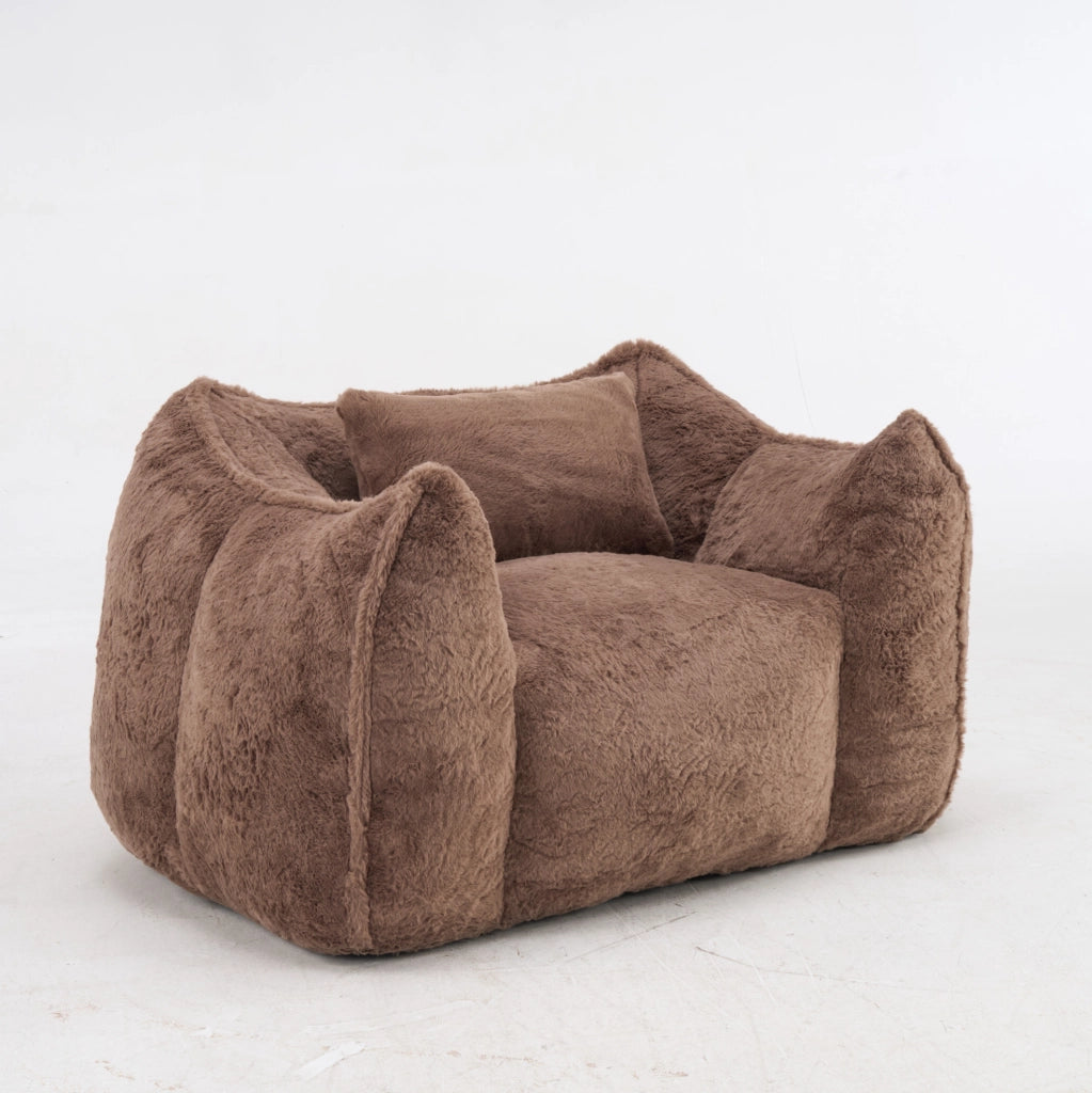Poltrona con poggiapiedi ergonomica in tessuto tecnico marrone
