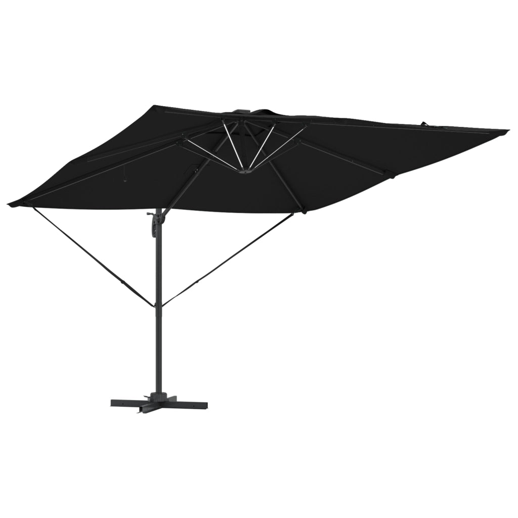 Ombrello a Sbalzo Roma con LED Nero 286x285x270 cm Alluminio