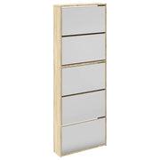 Scarpiera | Mobile per scarpe a 5 Strati con Specchio Rovere 63x17x169,5 cm