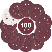 100 set di dischi abrasivi 125 mm 150 grani carta abrasiva dischi abrasivi 8 fori Ideali per raschiare/smerigliare per trapani eccentrici - Rosso rostro.