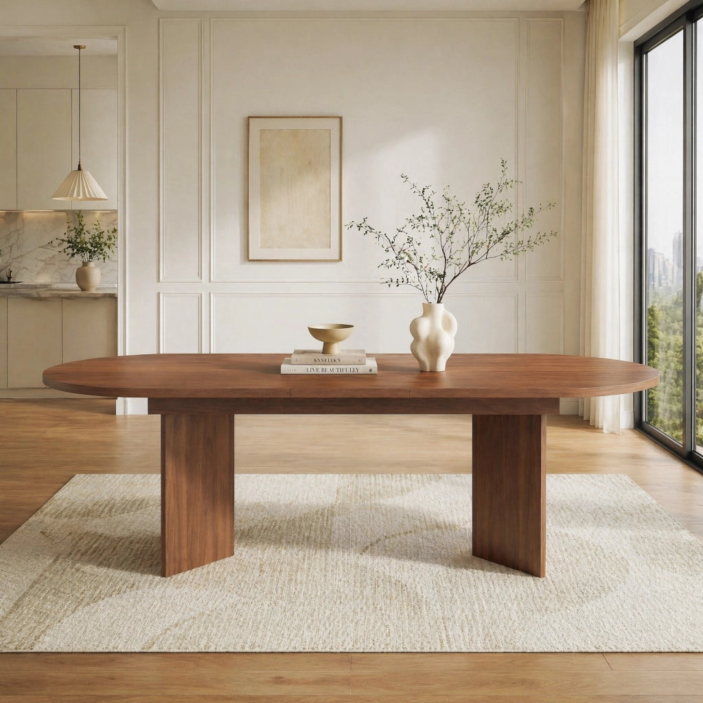 Tavolo da pranzo allungabile 160/200 x 90 cm in MDF, colore noce, per 4-8 persone