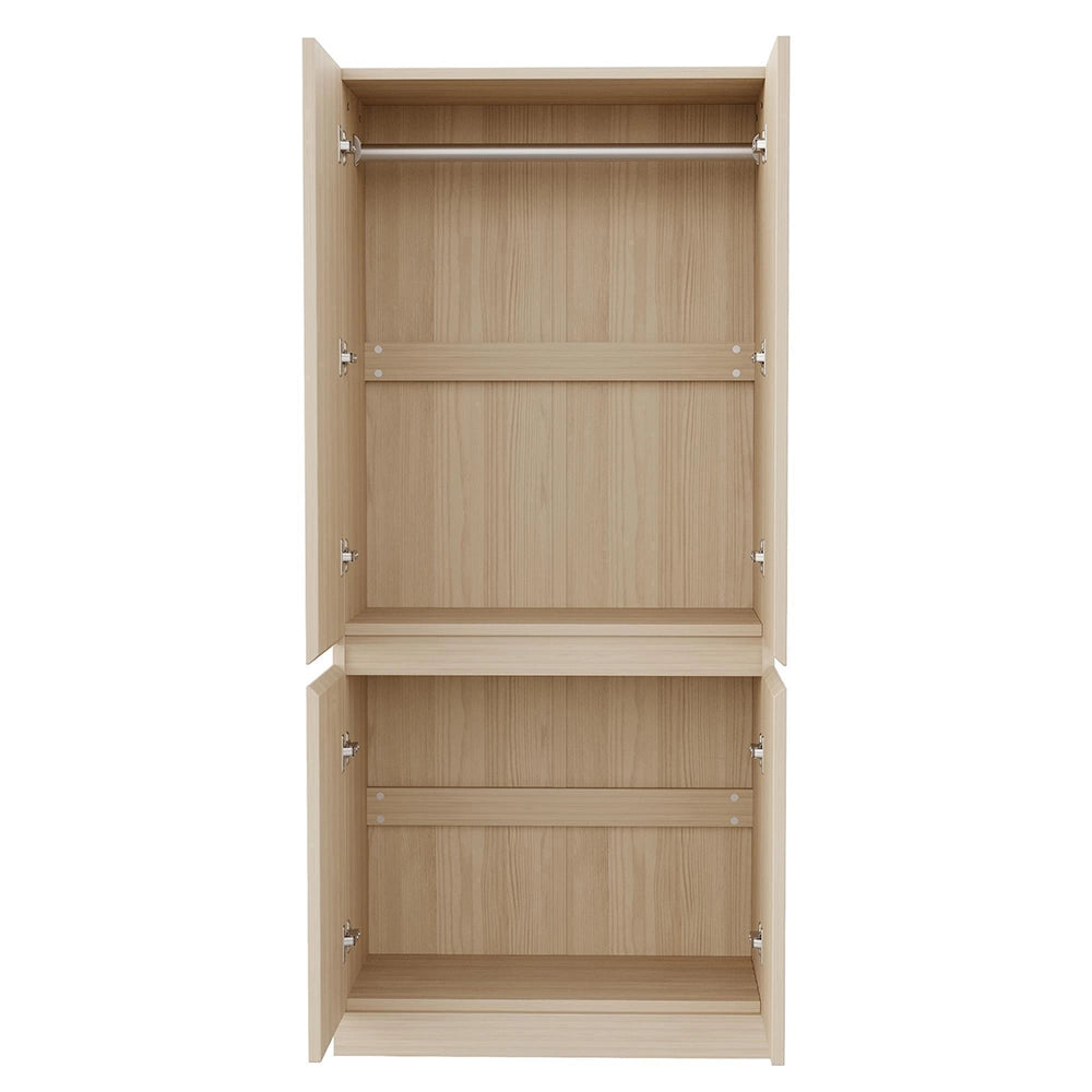 Armadio 2 ante 70x40x170 cm - Xylo - con grandi ripiani, colore legno naturale
