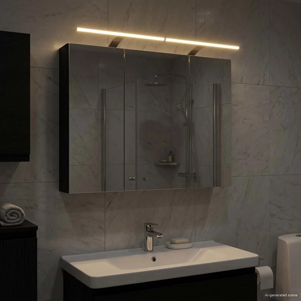 Mobiletto per specchio da Bagno | Armadio da bagno Rovere Nero 100 x 14,5 x 70 cm