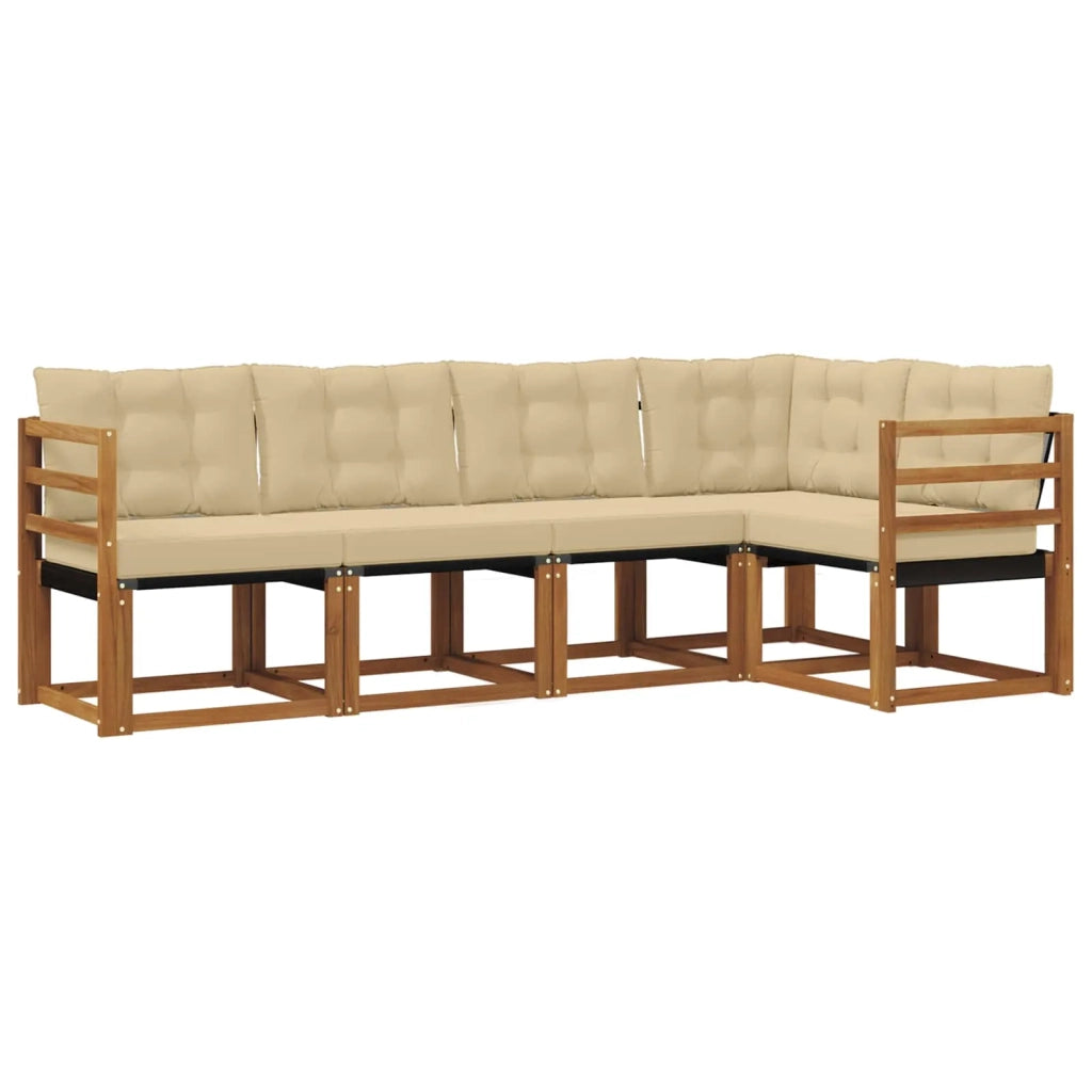 Set di divani da esterno con cuscino 5 pcs Naturale e Beige 3368656