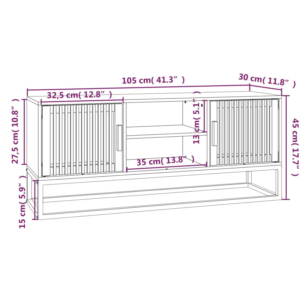 Mobile Porta TV Bianco 105x30x45cm in Legno Multistrato e Ferro