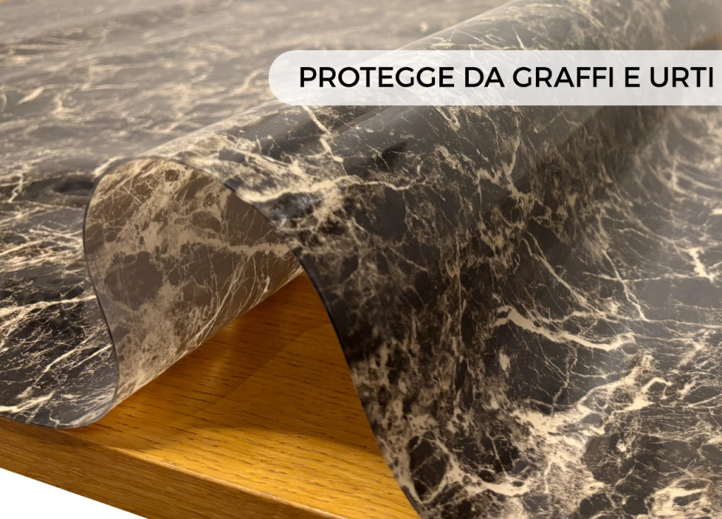 Tovaglia Antimacchia Plastificata PVC Proteggi Tavolo Crystal Marmo 1,55mm - 100X500 - D12