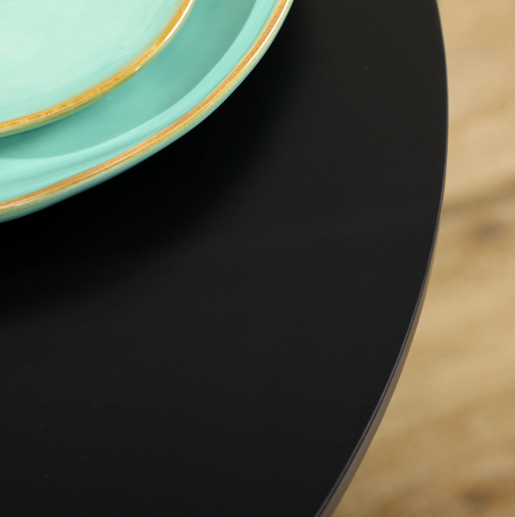 Tavolo rotondo da pranzo ?70x75 cm; in MDF e acciaio; nero