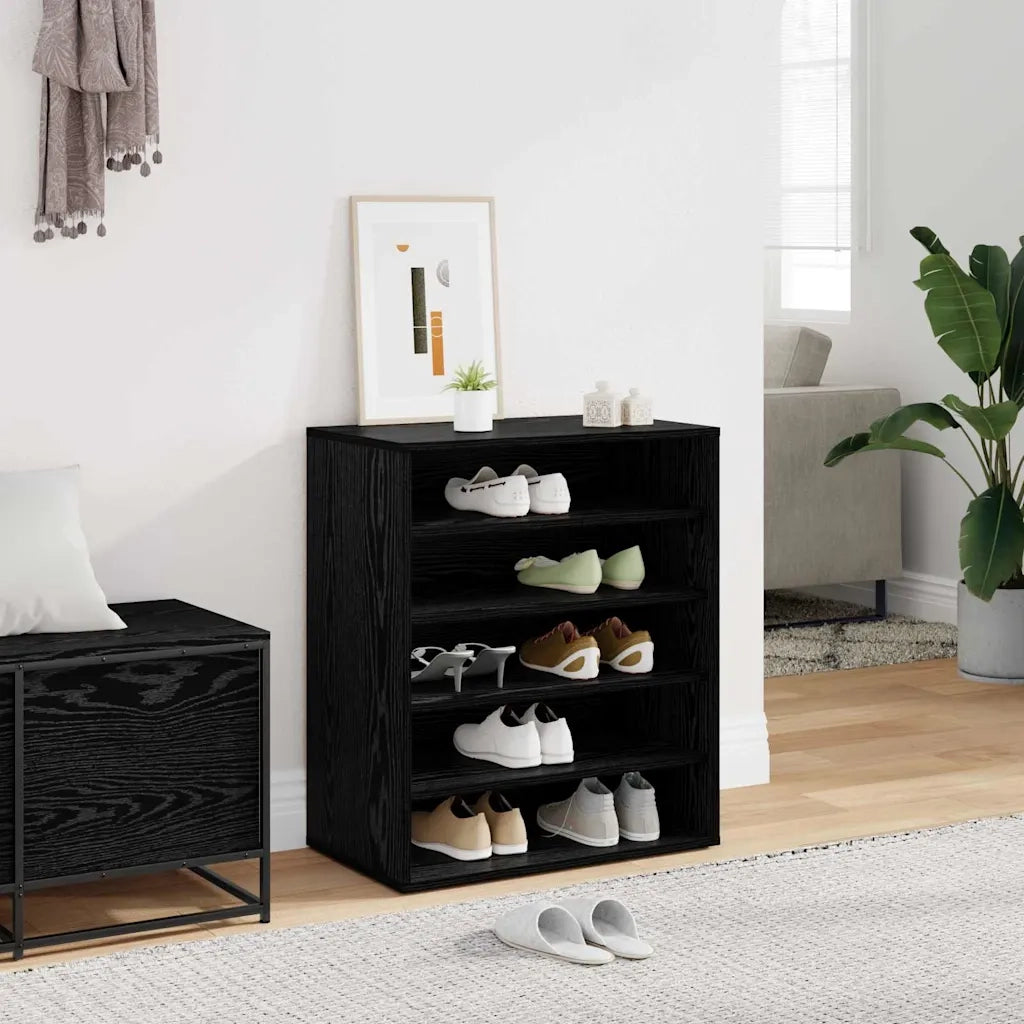 Mobile per scarpe Rovere Nero 60 x 35 x 70 cm Legno multistrato 862683